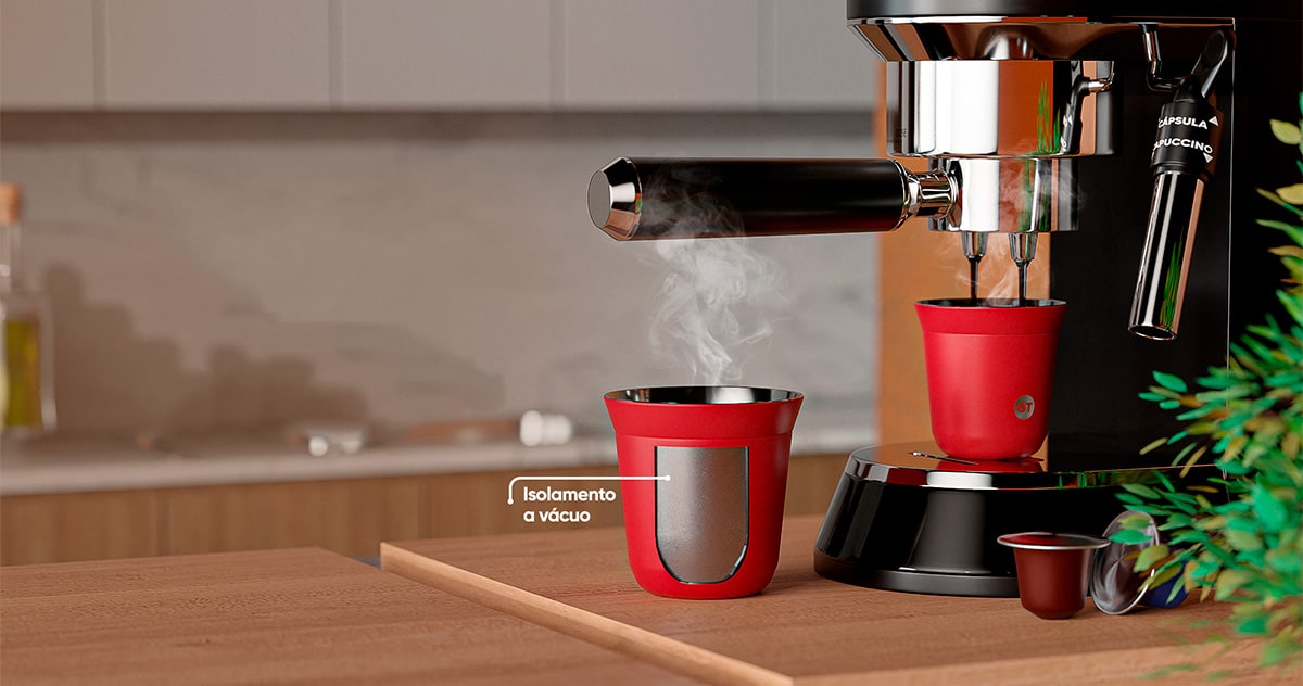 Copo Térmico Goldentec GT Espresso 150ml Vermelho